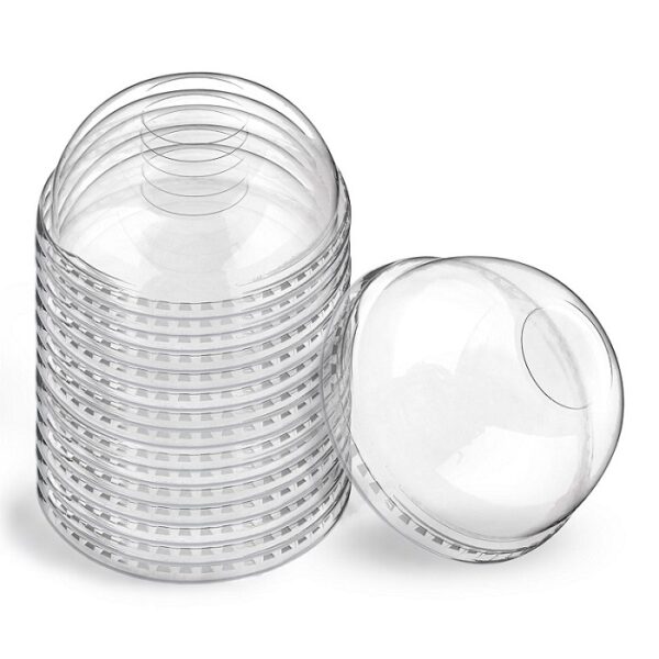 Clear PET Plastic Dome Lid with 1" Hole for 9, 12, 16, 20, 24 and 32 oz. Plastic Cups