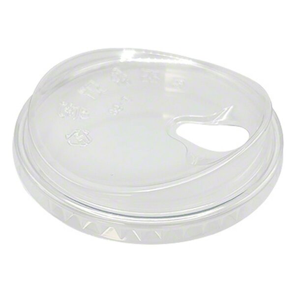 Clear PET Plastic Sip-Through Lid with Extra-Wide Opening for 9, 12, 16, 20, 24 and 32 oz. Plastic Cups