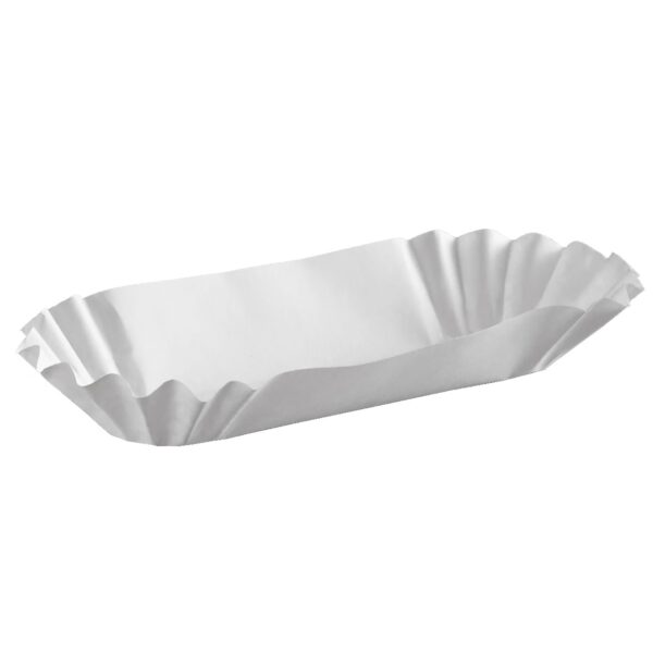 6" White Medium Weight Paper Fluted Hot Dog Tray - 3000/Case