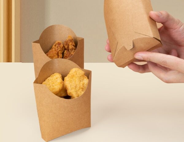 Kraft Paper Stand Up French Fry Containers Potato Chips Scoop - 1000/Case - Image 3