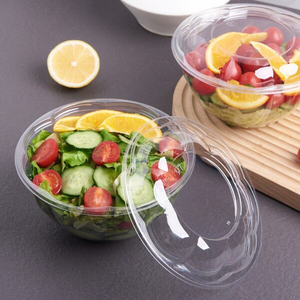 Clear PET Plastic Salad Bowl with Lid - 300/Case