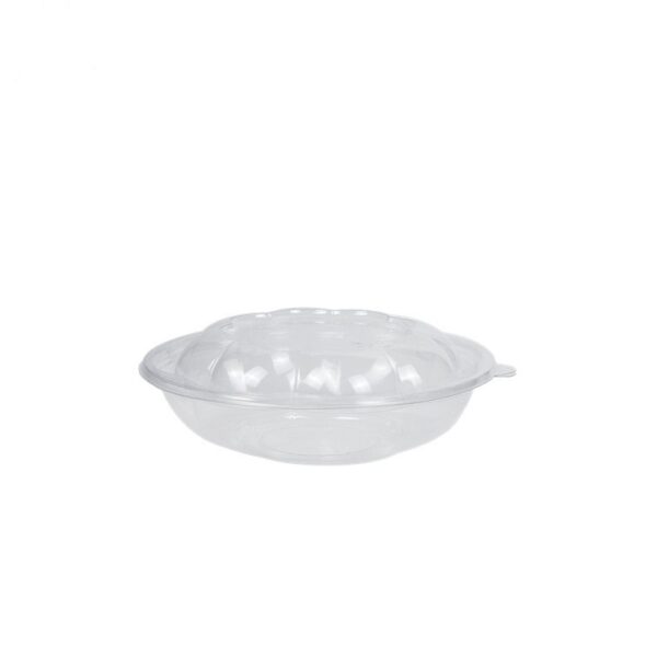 Clear PET Plastic Salad Bowl with Lid - 300/Case - Image 3