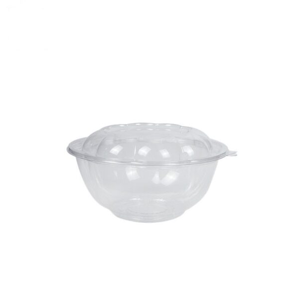 Clear PET Plastic Salad Bowl with Lid - 300/Case - Image 4