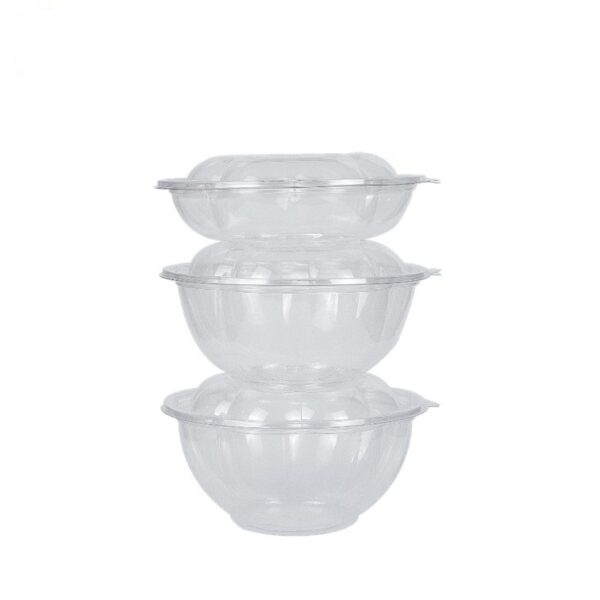 Clear PET Plastic Salad Bowl with Lid - 300/Case - Image 7