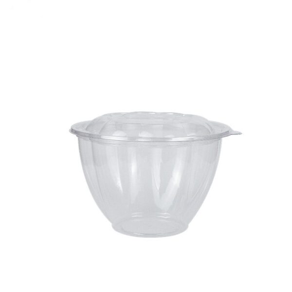Clear PET Plastic Salad Bowl with Lid - 300/Case - Image 6
