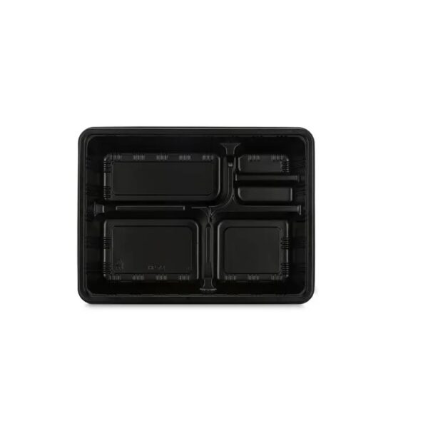 11.5" x 8.6" Microwavable Plastic 5-Compartment Food Container with Lid - 200/Case - Image 2