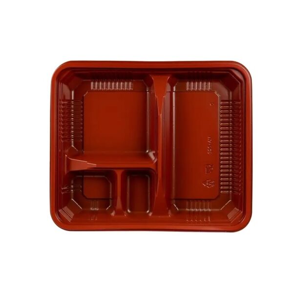 9" x 7.6" Microwavable Plastic 4-Compartment To Go Box with Lid - 300/Case - Image 2