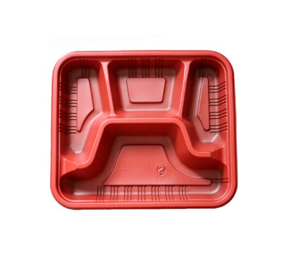 9" x 7.6" Microwavable Plastic 4-Compartment To Go Box with Lid - 300/Case - Image 2