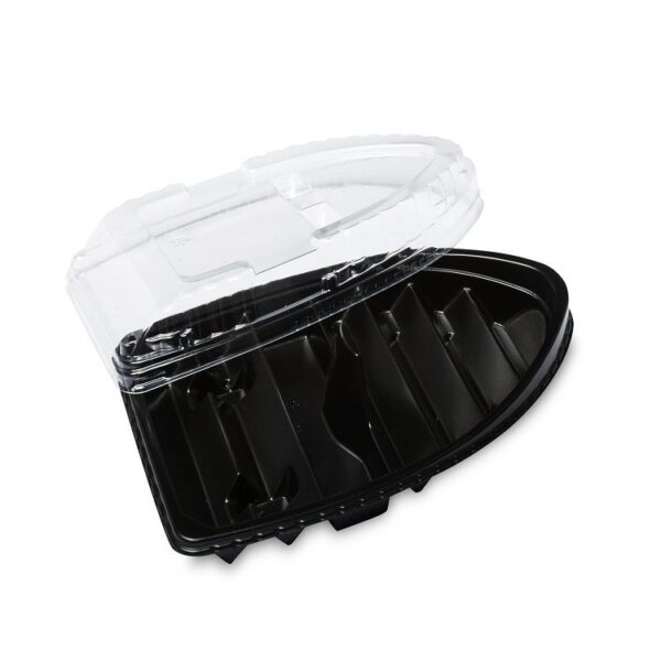 Boat Shape Plastic Sushi Tray Food Container with Lid - 300/Case - Image 3