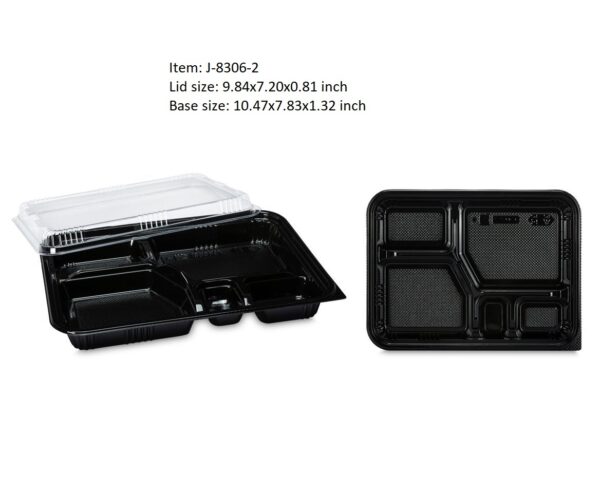 Plastic 5-Compartment Take Out Container Lunch Box with Lid - Image 4