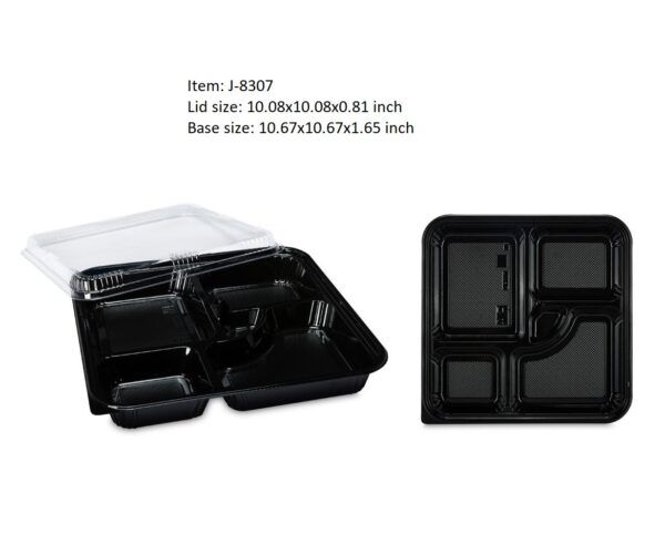 Plastic 5-Compartment Take Out Container Lunch Box with Lid - Image 5