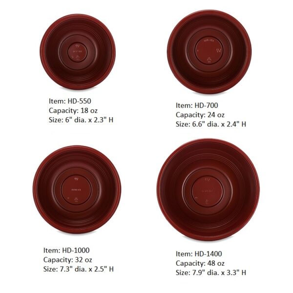 Microwavable Plastic Round Bowl with Clear Lid - Image 5