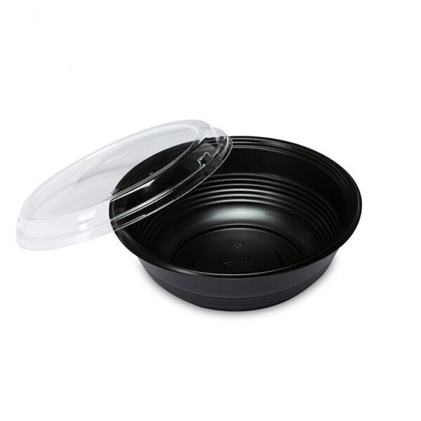 Microwavable Plastic Round Bowl with Clear Lid - Image 2