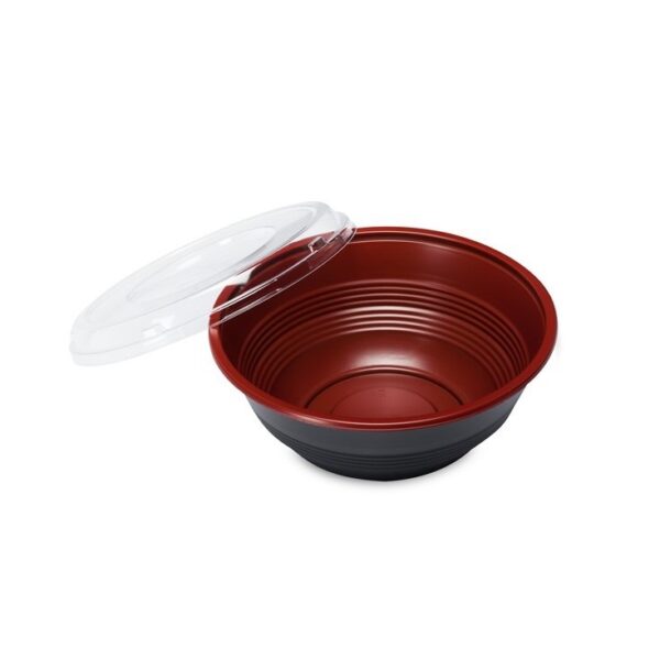 Microwavable Plastic Round Bowl with Clear Lid - Image 3