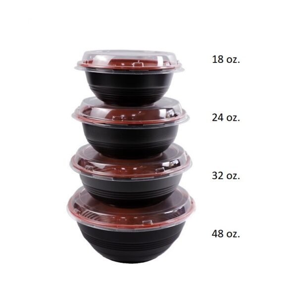Microwavable Plastic Round Bowl with Clear Lid - Image 4