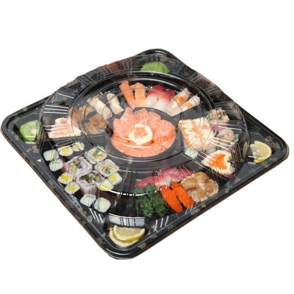 Square Plastic Sushi Container with Clear Lid