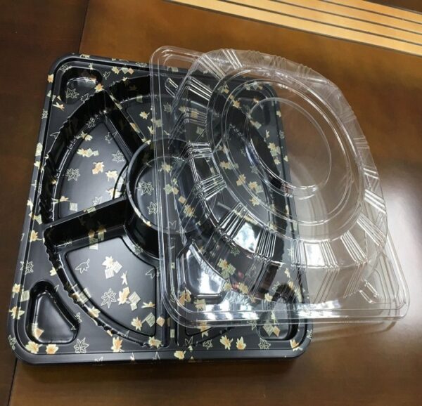 Square Plastic Sushi Container with Clear Lid - Image 2