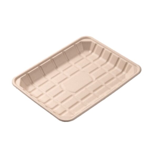 11.7" x 9" x 1.2" Natural Microwavable Plant Fiber Rectangular Trays - 300/Case