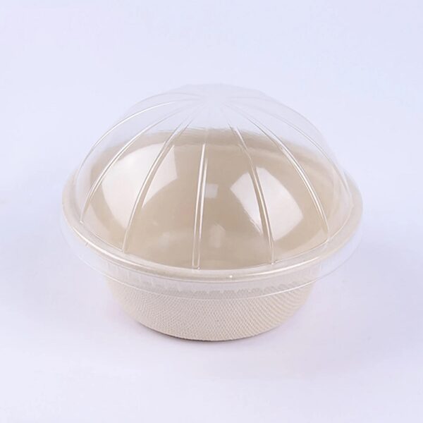 12 / 16 oz. Round Compostable Sugarcane Bagasse Bowls with Dome Lid - 1000/Case - Image 2