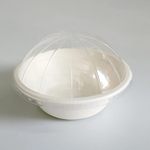 12 / 16 oz. Round Compostable Sugarcane Bagasse Bowls with Dome Lid - 1000/Case