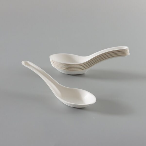 5 1/2" Biodegradable Sugarcane Chinese Soup Spoon - 5000/Case - Image 2