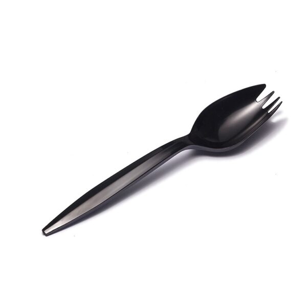 5 1/2" Medium Weight Black Plastic Sporks - 2000/Case