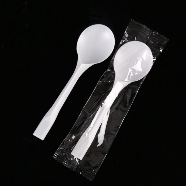 6" Individually Wrapped Heavy Weight Plastic Soup Spoon - 3000/Case - Image 3