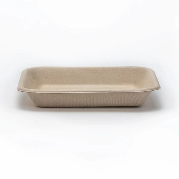 6" x 6" x 1" Natural Microwavable Plant Fiber Square Trays - 1000/Case - Image 3