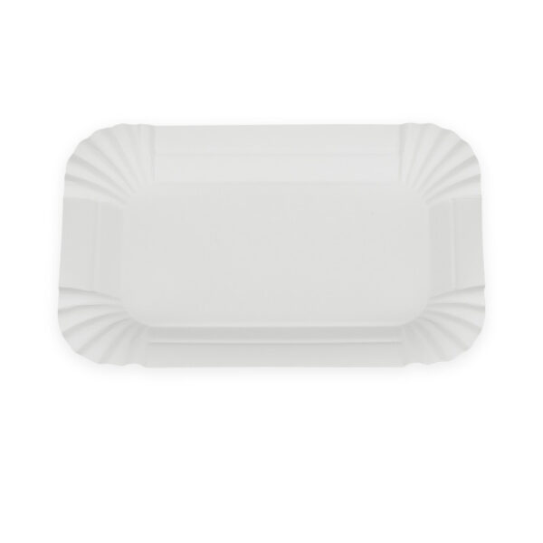 6" x 4" White Uncoated Paper Rectangular Plate - 6000/Case