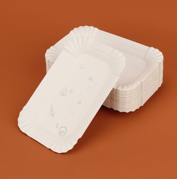 6" x 4" White Uncoated Paper Rectangular Plate - 6000/Case - Image 2