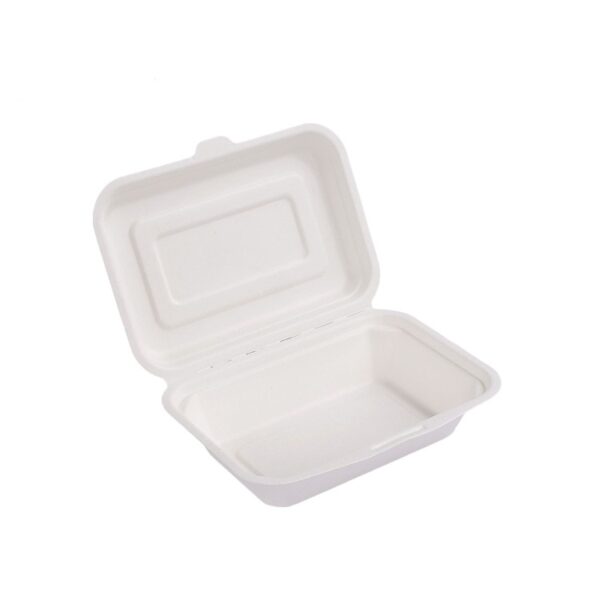 6.5" x 4" x 2" White Compostable Plant Fiber Take-Out Containers - 500/Case