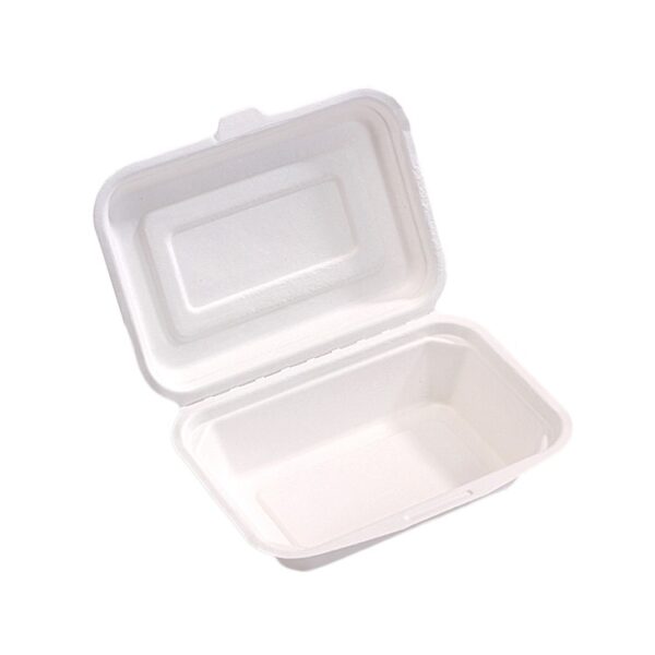 7" x 5" x 2.5" White Compostable Plant Fiber Take-Out Containers - 500/Case
