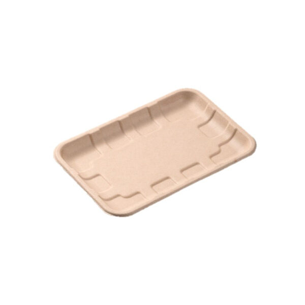 8" x 5.5" x 0.5" Natural Microwavable Plant Fiber Rectangular Trays - 800/Case