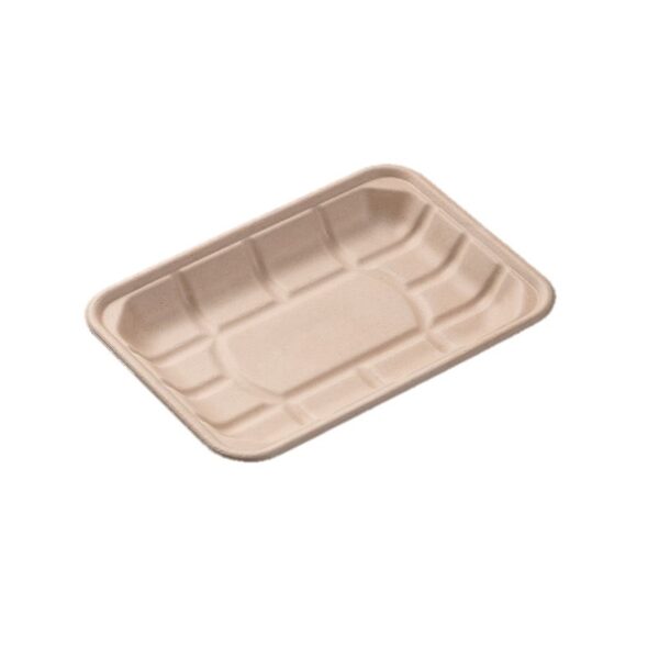8" x 6" x 1" Natural Microwavable Plant Fiber Rectangular Trays - 500/Case