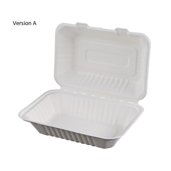 9" x 6" x 3" White Compostable Plant Fiber Take-Out Containers - 200/Case - Image 2