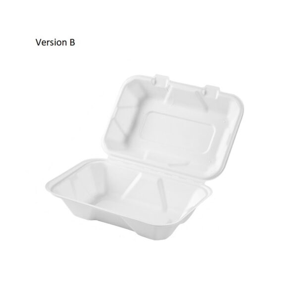 9" x 6" x 3" White Compostable Plant Fiber Take-Out Containers - 200/Case - Image 3
