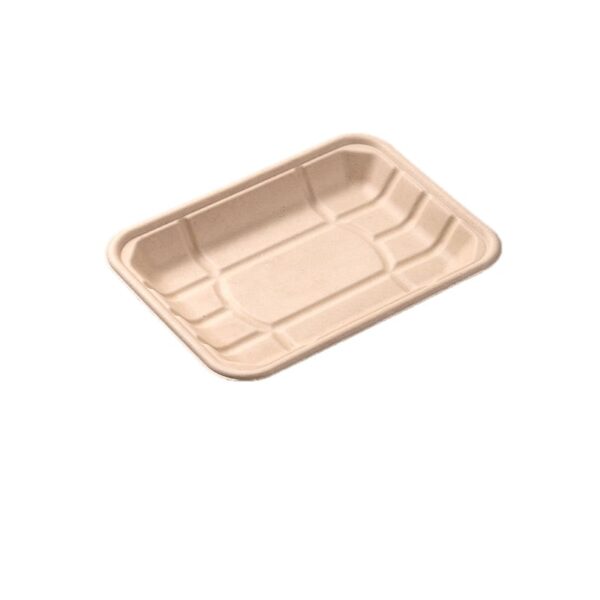 9.5" x 7" x 1.1" Natural Microwavable Plant Fiber Rectangular Trays - 500/Case