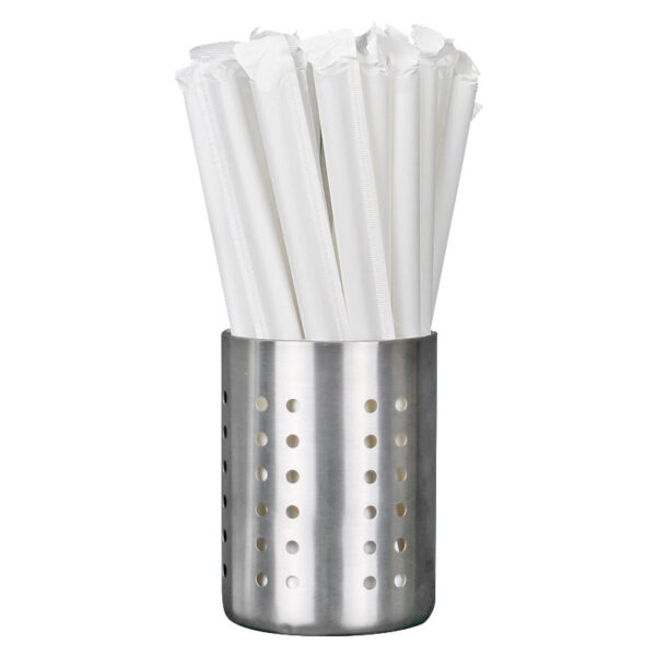 7 1/2" and 9" Colossal White Individually Wrapped PLA Straws - 2000/Case