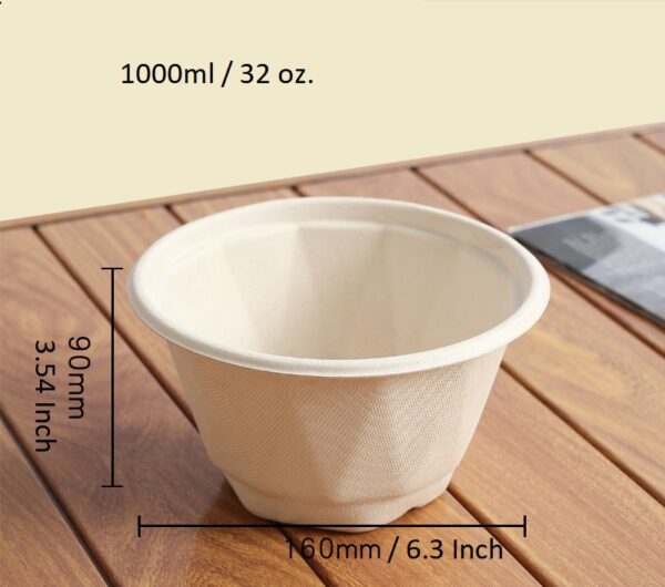 Compostable Plant Fiber Round Bowl with Compostable Lid - 500/Case - Image 7