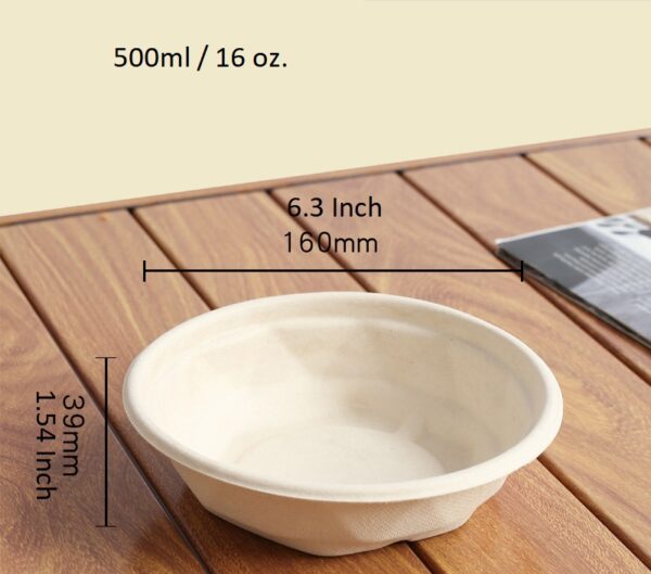 Compostable Plant Fiber Round Bowl with Compostable Lid - 500/Case - Image 3