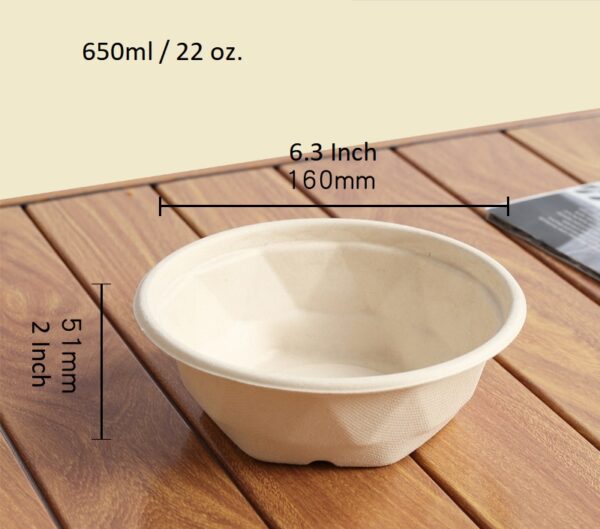Compostable Plant Fiber Round Bowl with Compostable Lid - 500/Case - Image 4