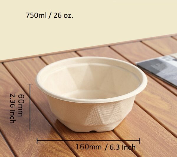 Compostable Plant Fiber Round Bowl with Compostable Lid - 500/Case - Image 5