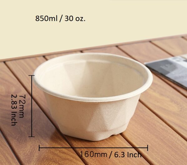 Compostable Plant Fiber Round Bowl with Compostable Lid - 500/Case - Image 6