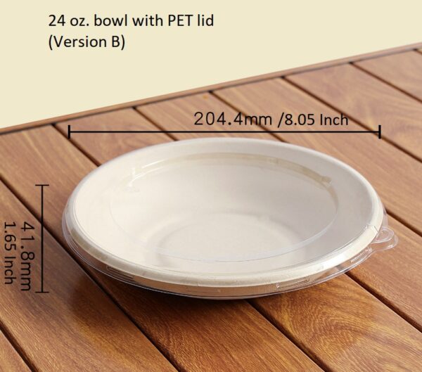 Compostable Plant Fiber Round Bowl with PET Clear Lid - 500/Case - Image 4