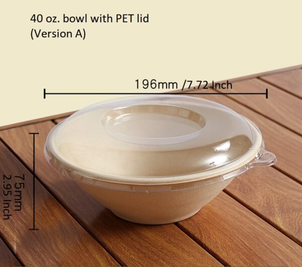 Compostable Plant Fiber Round Bowl with PET Clear Lid - 500/Case - Image 7