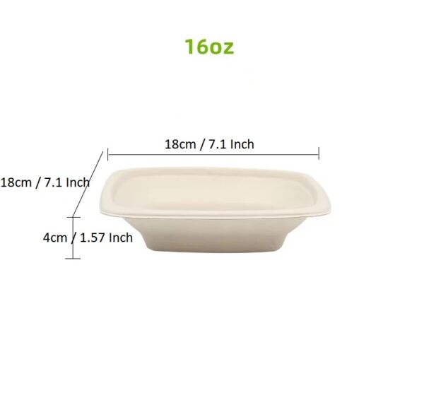 Compostable Plant Fiber Square Bowl with PET Clear Lid - 300/Case - Image 5