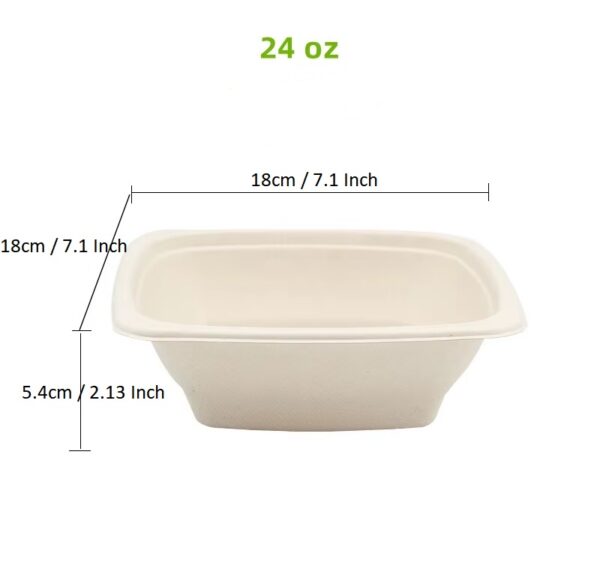 Compostable Plant Fiber Square Bowl with PET Clear Lid - 300/Case - Image 6