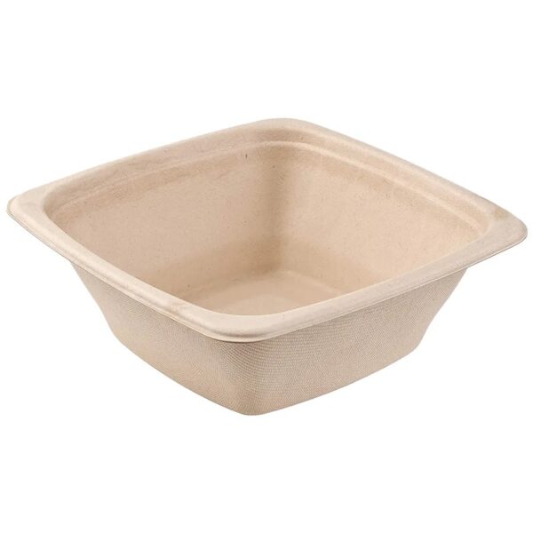 Compostable Plant Fiber Square Bowl with PET Clear Lid - 300/Case - Image 2