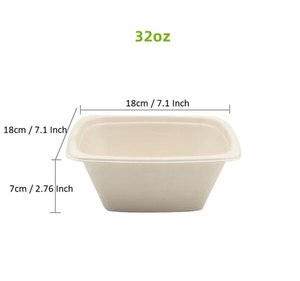 Compostable Plant Fiber Square Bowl with PET Clear Lid - 300/Case - Image 7