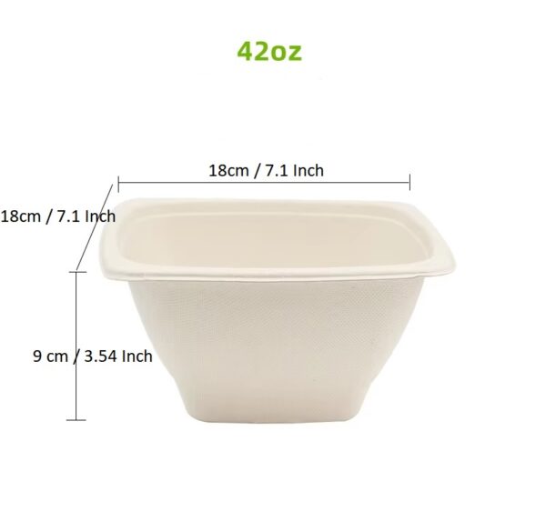 Compostable Plant Fiber Square Bowl with PET Clear Lid - 300/Case - Image 8